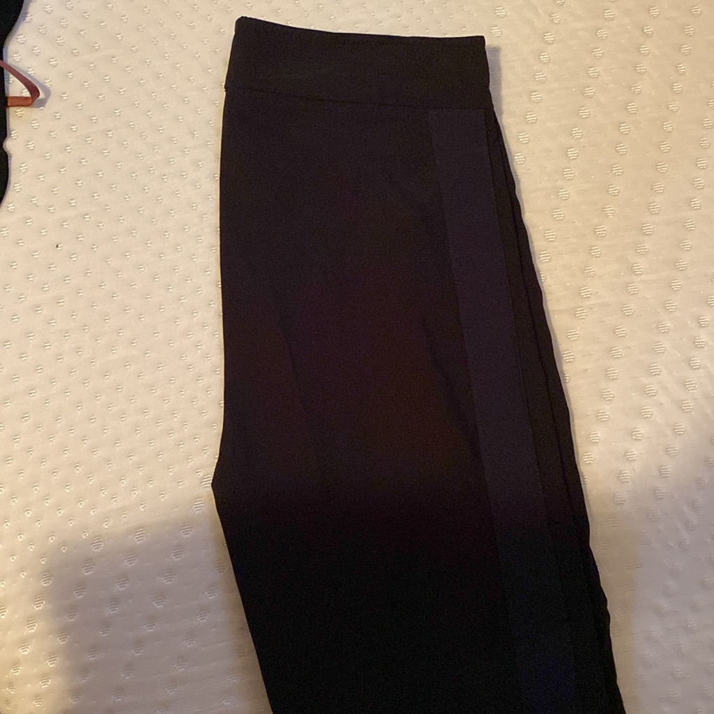 Avenue Montaigne Black Pants With Navy Side Stripes